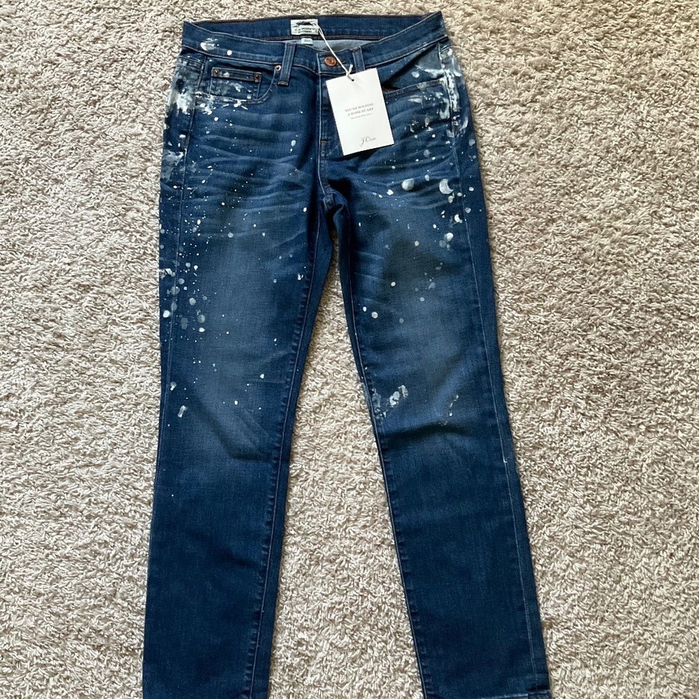J.CREW LIMITED EDITION PAINT SPLATTER SLIM BROCKEN IN BOYFRIEND JEANS. SIZE:26.
